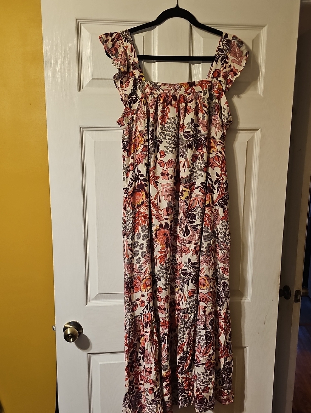 Knox Rose Pink & Rust Floral Ruffle Strap Maxi Dress